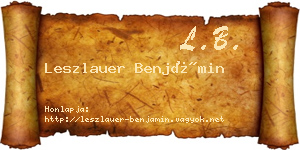 Leszlauer Benjámin névjegykártya
